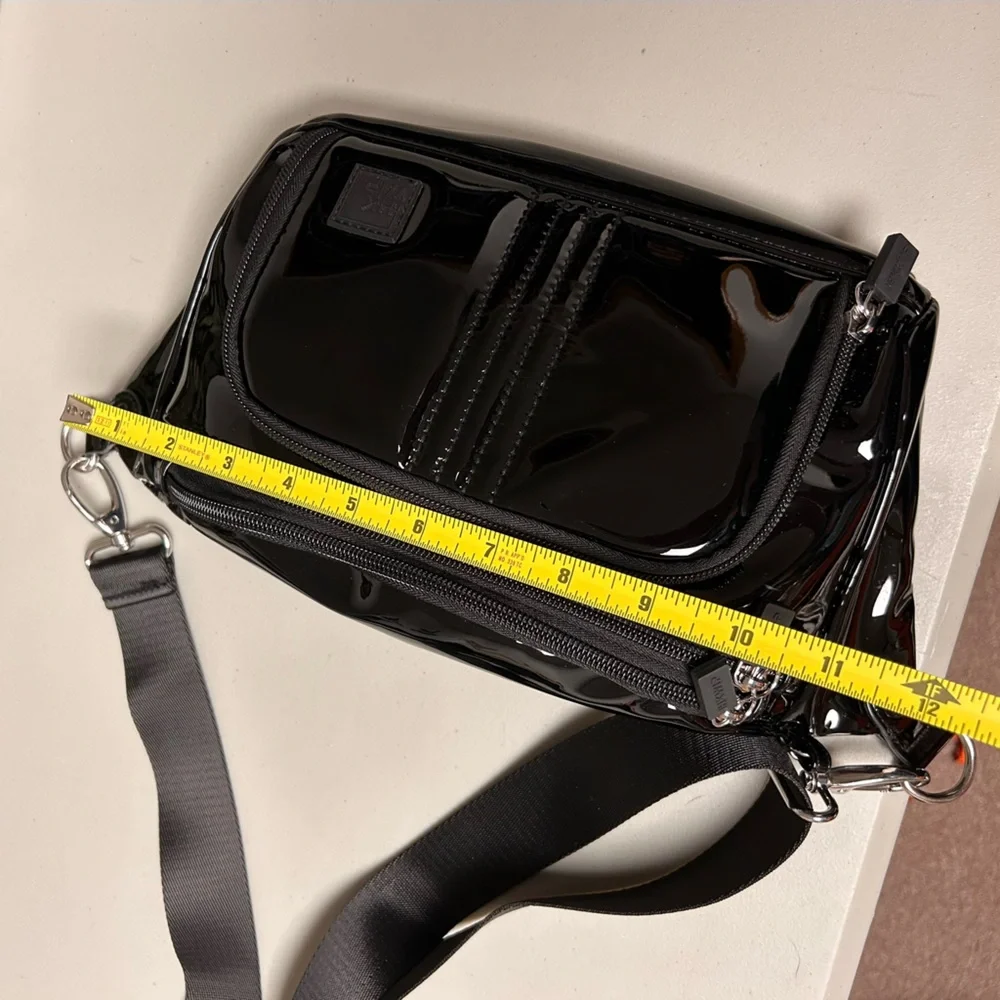 IHKWIP Confidence Anti-Theft Sling Black Patent Glossy Crossbody two straps - Picture 3 of 15